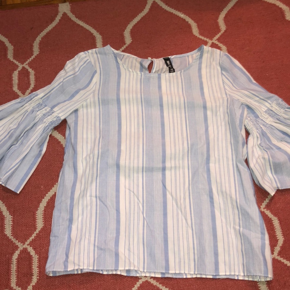 Design lab blue and white strip blouse